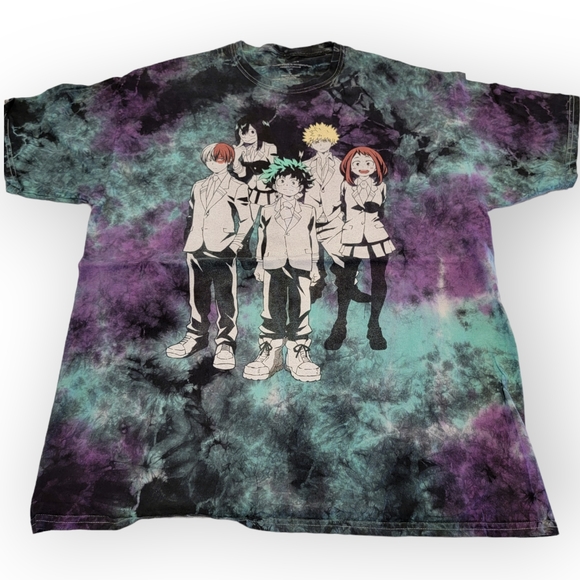 My Hero Other - My Hero Academia Japanese Anime Men's Character Group Tie Dye Tee T-Shirt Large
